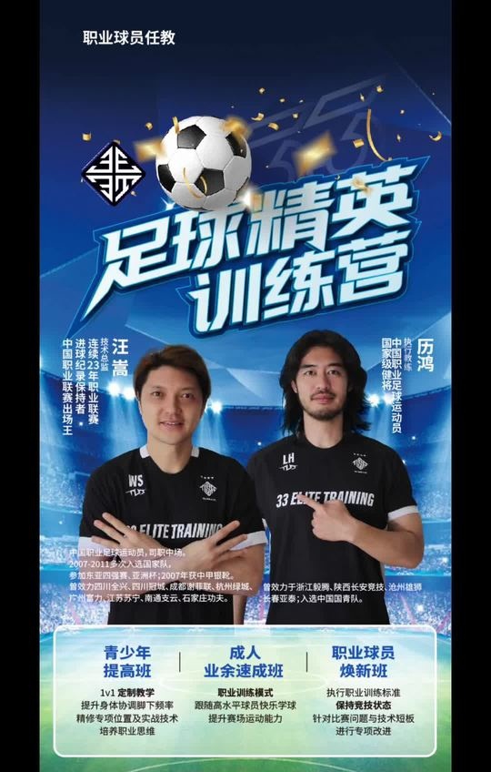 汪嵩&歷鴻開設青訓俱樂部，兩人均是被禁足球員