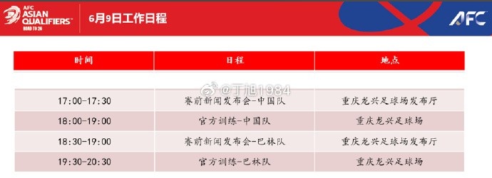 迎榮譽(yù)戰(zhàn)！國(guó)足明天17點(diǎn)開(kāi)對(duì)巴林的賽前發(fā)布會(huì)，18點(diǎn)進(jìn)行訓(xùn)練