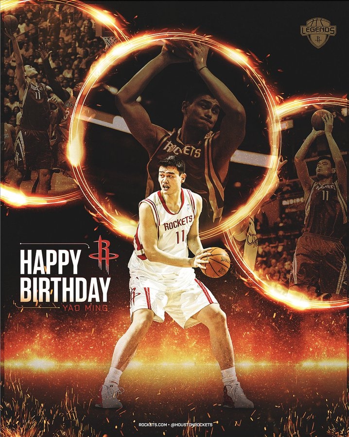 球隊(duì)名宿！休斯敦火箭官方祝福姚明45歲生日快樂！