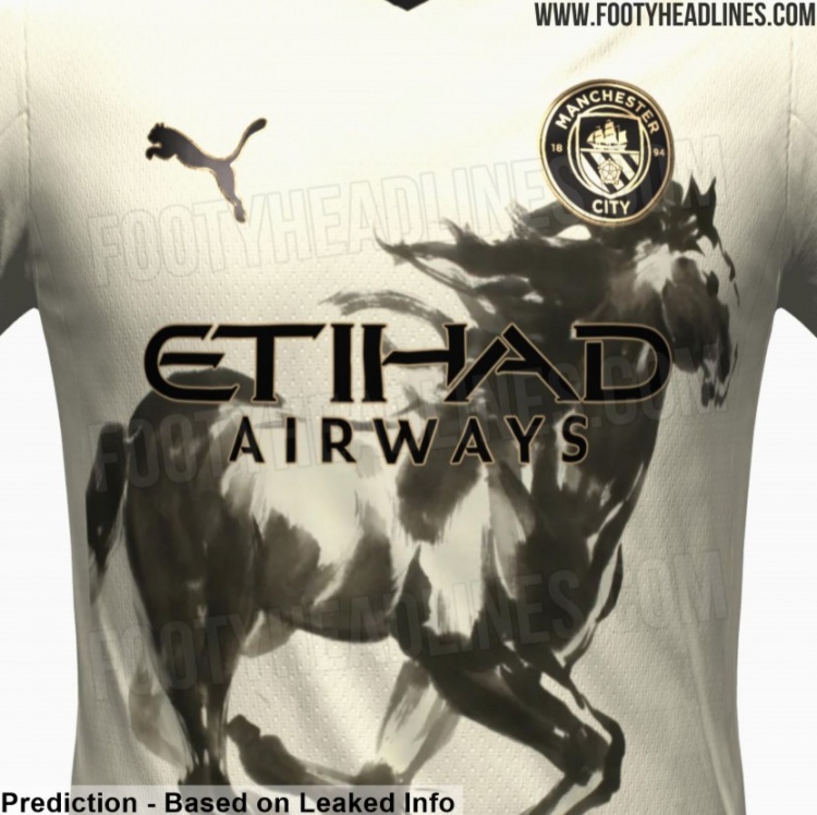 外媒：曼城將推出馬年特別版球衣，設計靈感源自中國傳統(tǒng)水墨畫