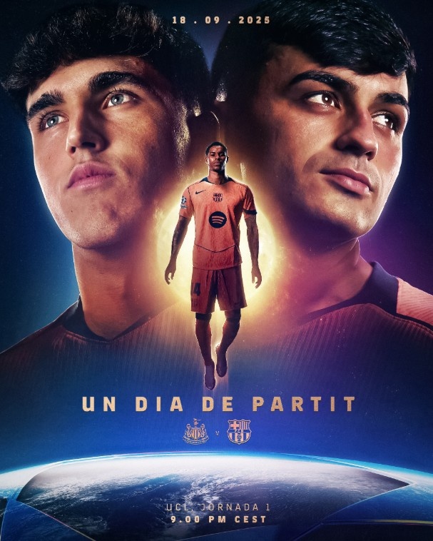 巴薩發(fā)布客戰(zhàn)紐卡海報(bào)：拉什福德重返英格蘭，佩德里、庫巴西出鏡